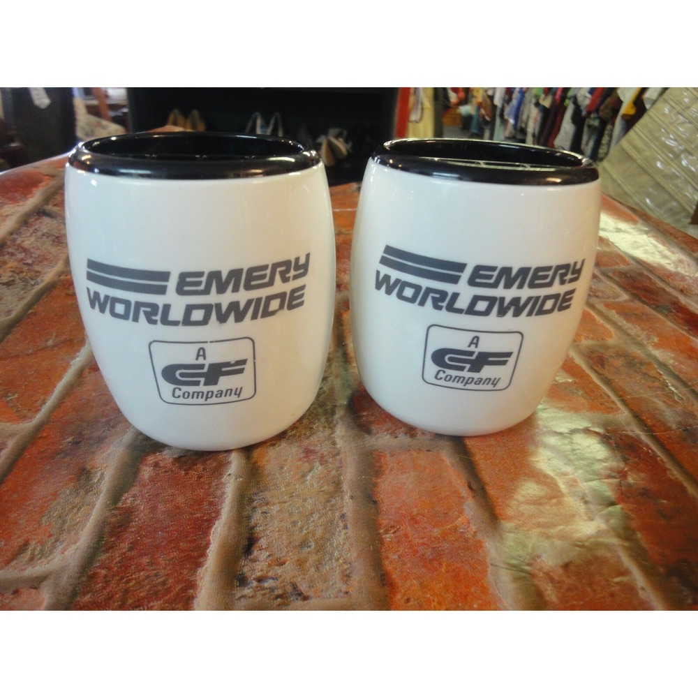2 lot Emery Worldwide A CF company logo desk pen pencil organizer holders NEW